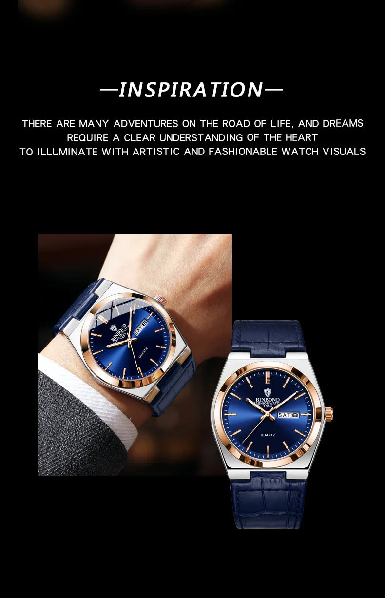 Novo relógio masculino de negócios luz marca de luxo ultra-fino à prova dwaterproof água couro duplo calendário masculino moda relógio de quartzo relógios de pulso